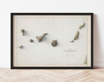 Mapa de las Islas Canarias (1901) - Reproducción vintage - Impresión de póster Giclée - Regalo