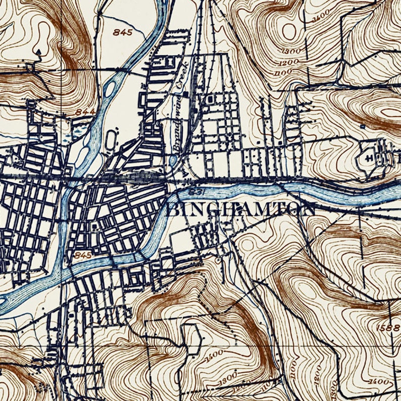 Binghamton Map Historic Topographic Map 1904 Historic | Etsy
