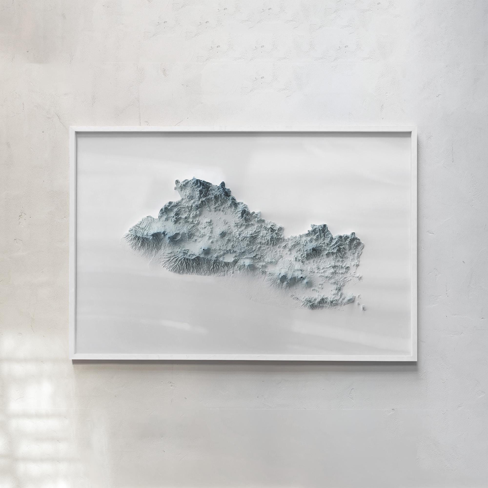 El Salvador Map | Topographic Shaded Relief Map (minimalist Style