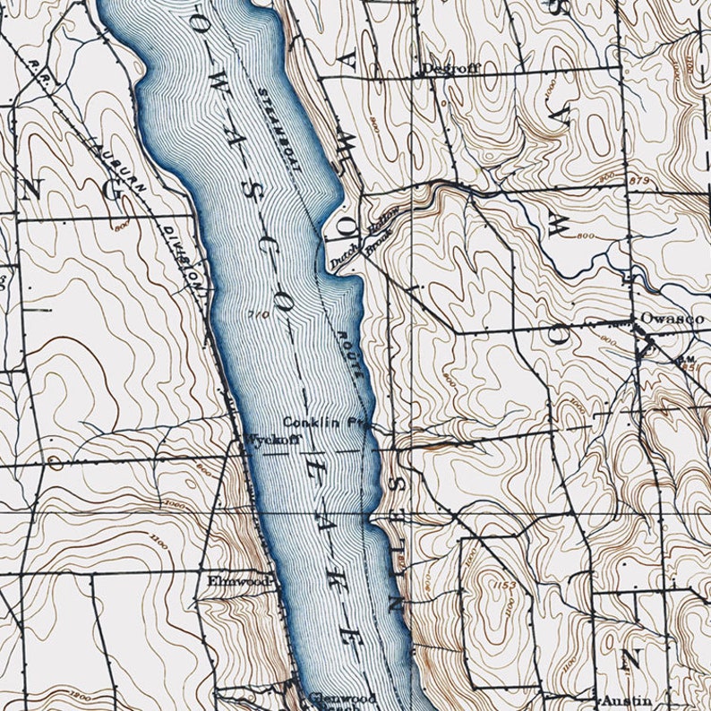Owasco Lake Map Historical Topographic Map 1902 Historic - Etsy