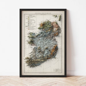 Ireland Topographic Map: 1900 Vintage Style Giclée Print