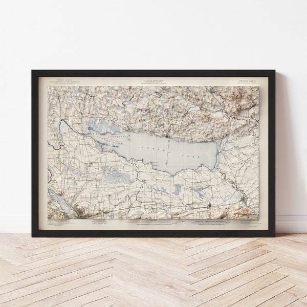 Oneida Lake Map Etsy