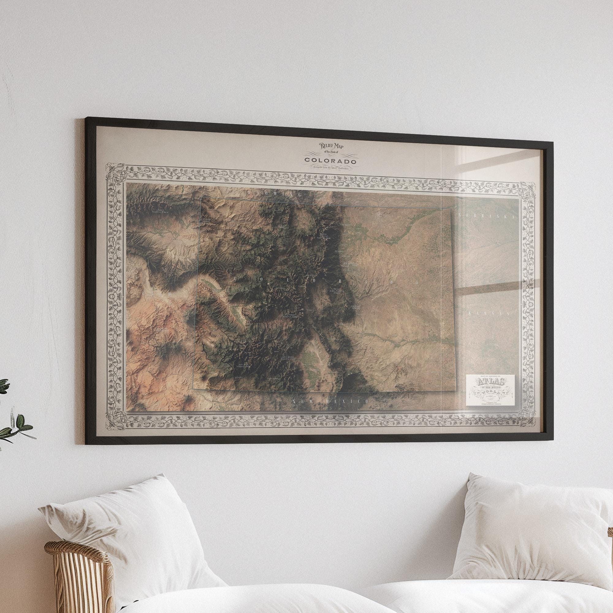 Colorado Poster | Topographic Shaded Relief Map (atlas Style) | Flat ...