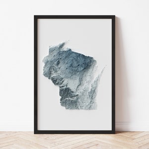 Wisconsin Topographic Map: Minimalist Style Giclée Print