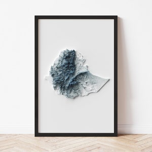 Ethiopia Topographic Map: Minimalist Style Giclée Print