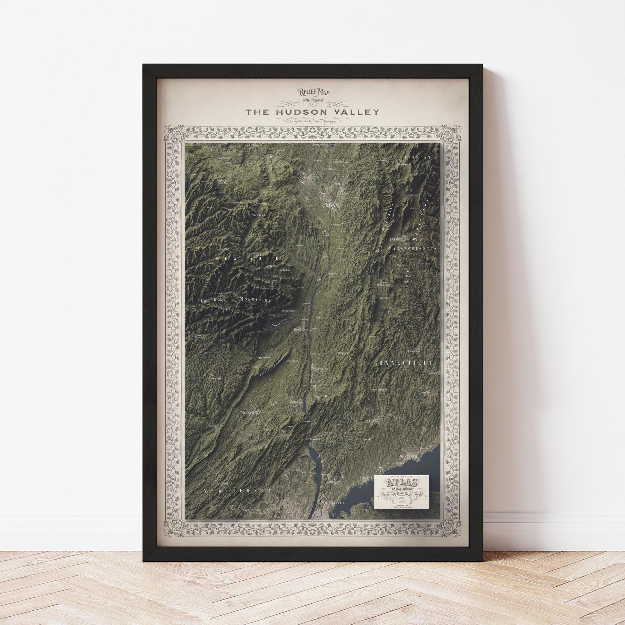 Hudson Valley Topographic Map: Atlas Style Giclée Print