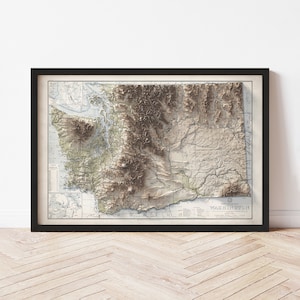 Washington Topographic Map: 1940 Vintage Style Giclée Print