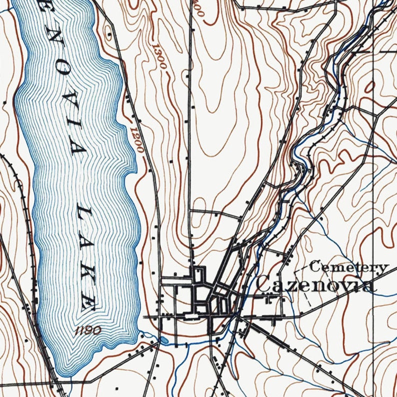 Cazenovia Lake Map Historical Topographic Map 1897 Etsy
