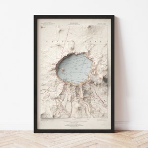 Crater Lake National Park Topographic Map: 1911 Vintage Style Giclée Print