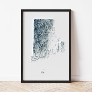 Rhode Island Topographic Map: Minimalist Style Giclée Print