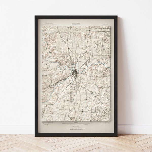 Map of Fort Worth Etsy