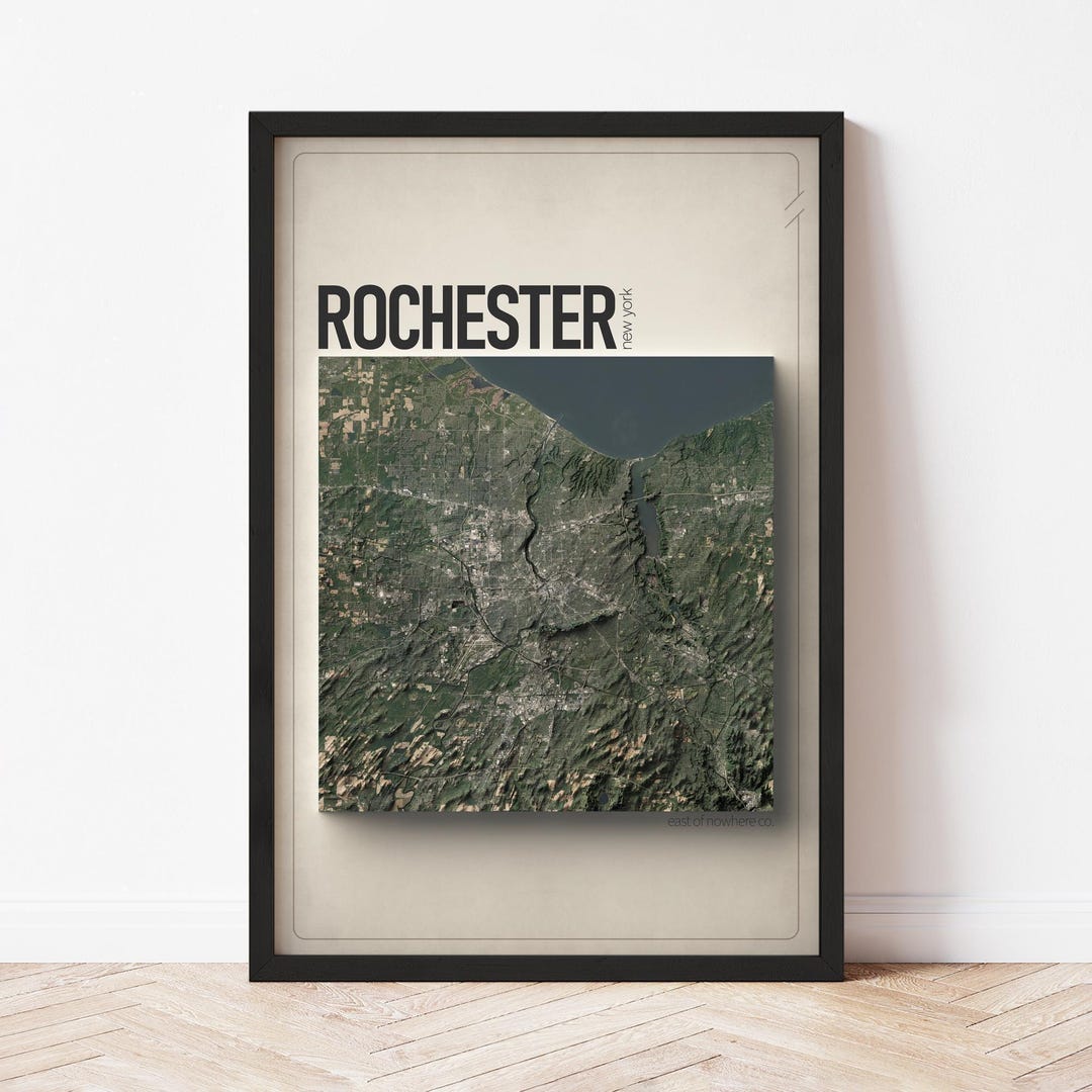 Rochester Poster | Topographic Map Print (satellite Style) | Flat ...