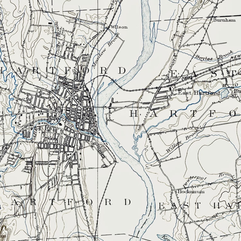 Hartford Map Historic Topographic Map 1892 Historic Map Etsy