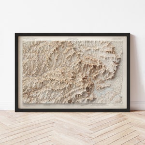 Catskill Mountains Topographic Map Poster | 1905 Vintage Replica | Giclee Wall Art Print | Framed Home Decor | 3D Relief Illusion