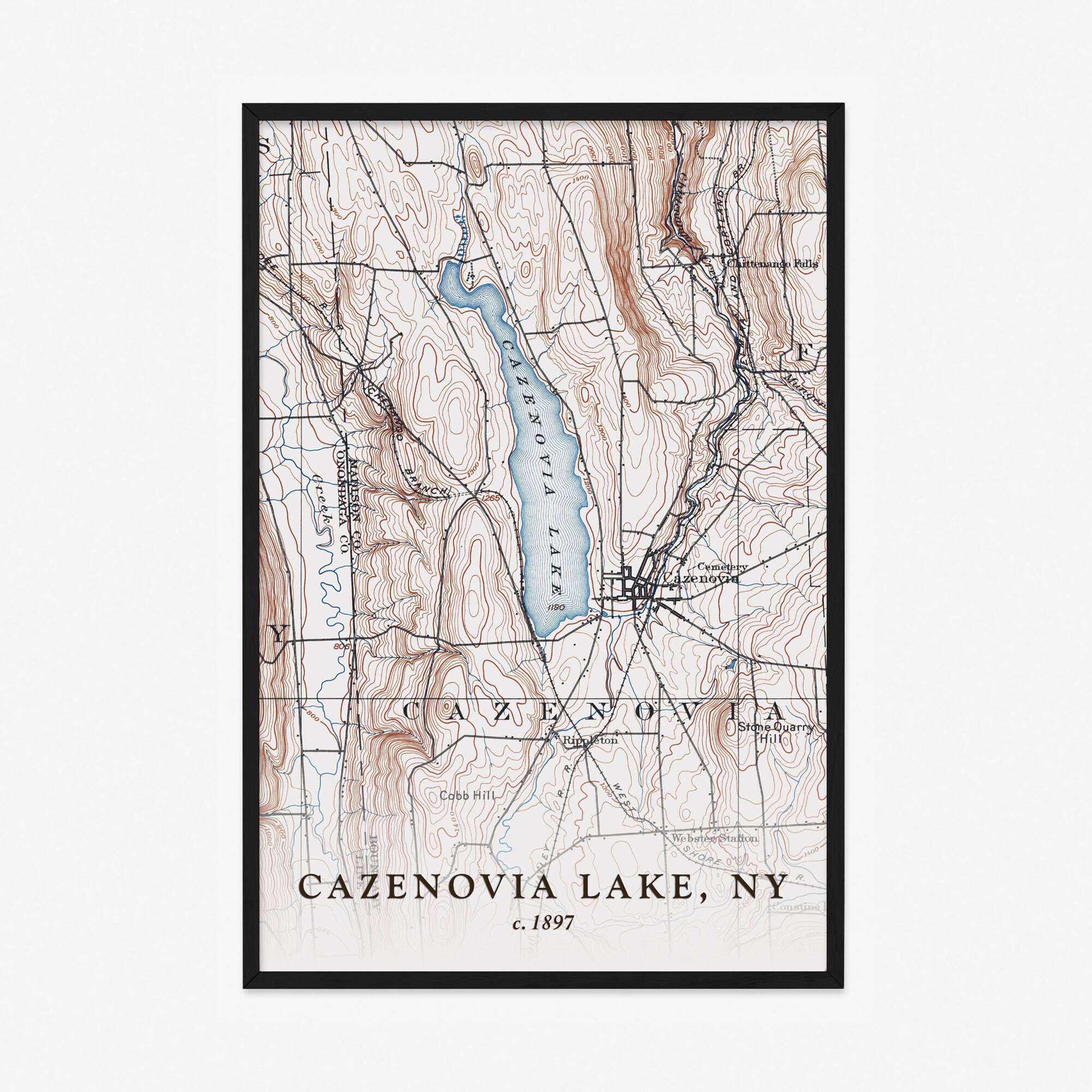 Cazenovia Lake Map Historical Topographic Map 1897 Etsy