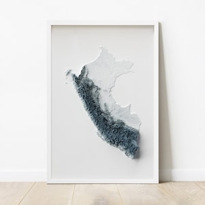 Peru Topographic Map: Minimalist Style Giclée Print