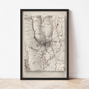 Columbus Topographic Map: 1925 Vintage Style Giclée Print
