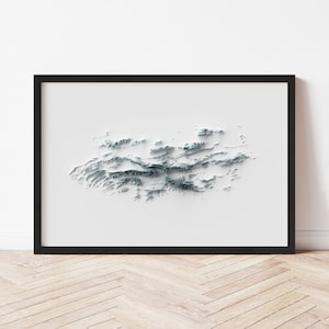Ouachita Mountains Topographic Map Poster | Minimalist Original Design | Giclee Wall Art Print Framed Home Decor 3D Relief Illusion