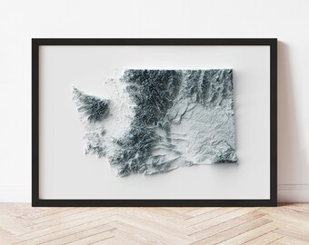Washington Topographic Map: Minimalist Style Giclée Print