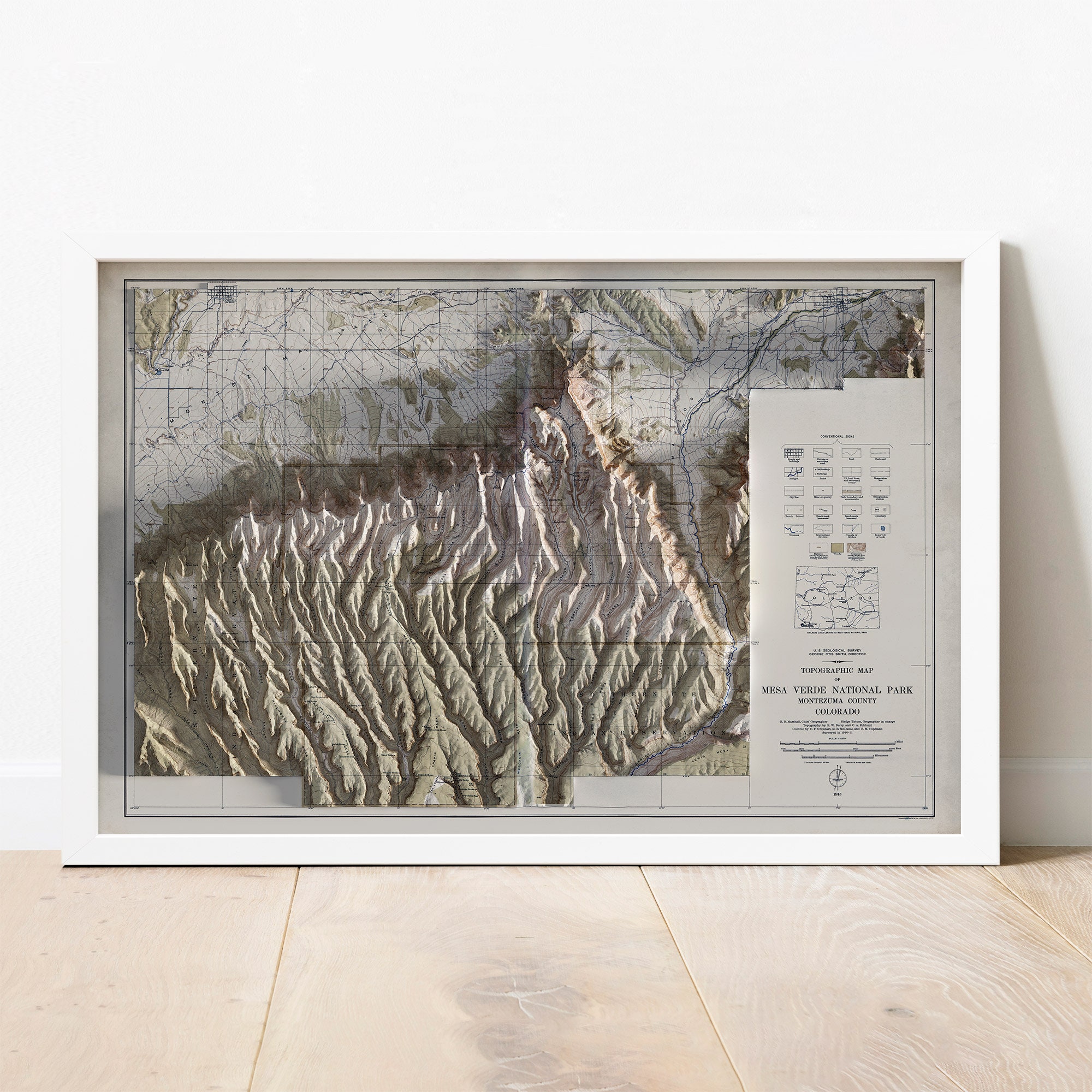 Wall Art Topo Map Wall Decor Map Art Mesa Verde Map Historic Map Print
