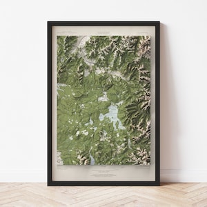 Yellowstone National Park Topographic Map: 1958 Vintage Style Giclée Print