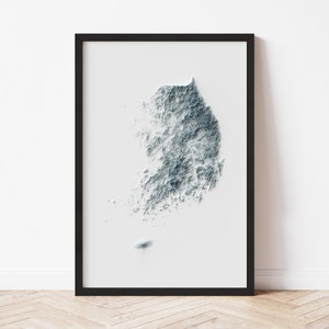 South Korea Topographic Map: Minimalist Style Giclée Print