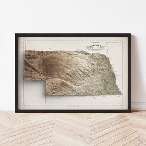 Nebraska Topographische Karte: 1924 Vintage Stil Giclée Druck