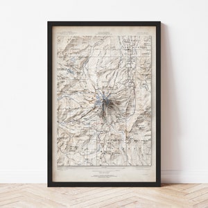 Mount Hood National Forest Topographic Map: 1924 Vintage Style Giclée Print