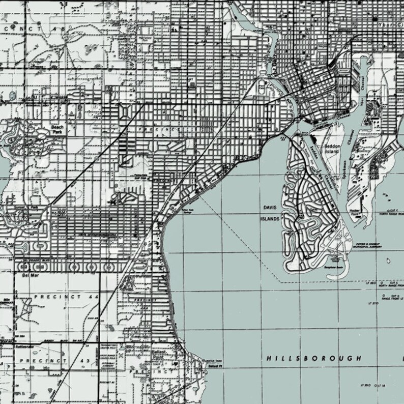 Tampa Map Historic Topographic Map 1944 Historic Map Etsy