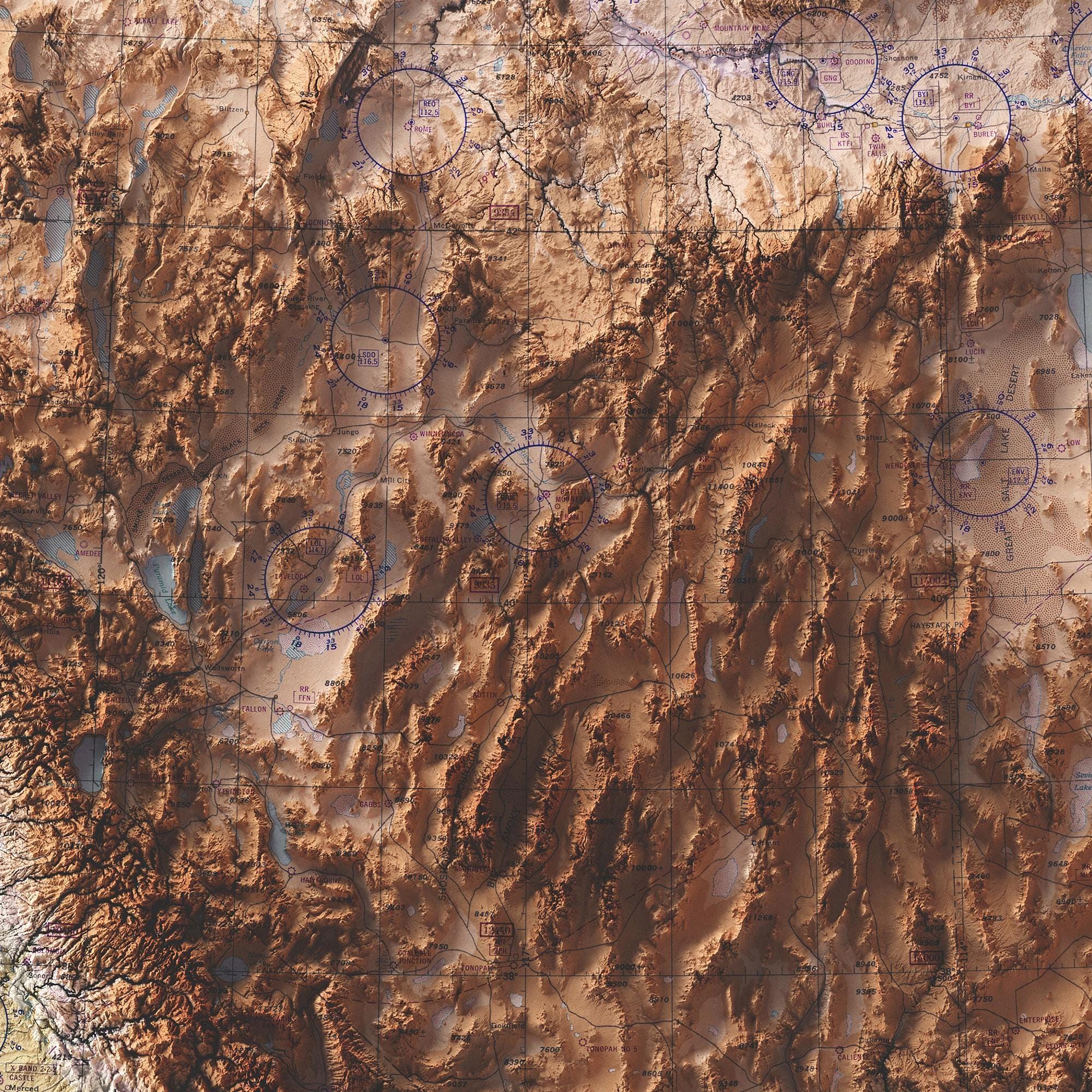 Western United States Poster | Topographic Shaded Relief Map (1950 ...