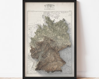 Mapa de Alemania (1891) - Reproducción vintage - Impresión de póster Giclée
