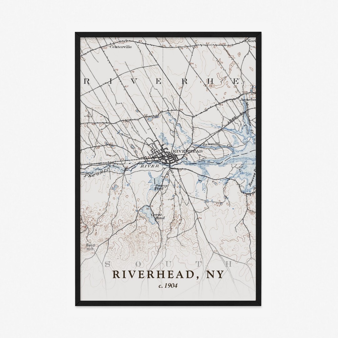 Riverhead Map 1904 Vintage Reproduction Giclée Poster Etsy