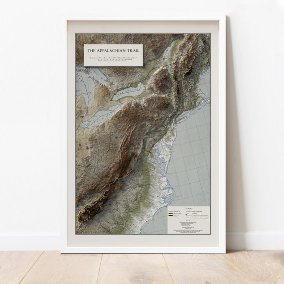 Appalachian Trail Map Framed Appalachian Trail Map 2D Giclée Print On Fine Art Matte - Etsy Singapore