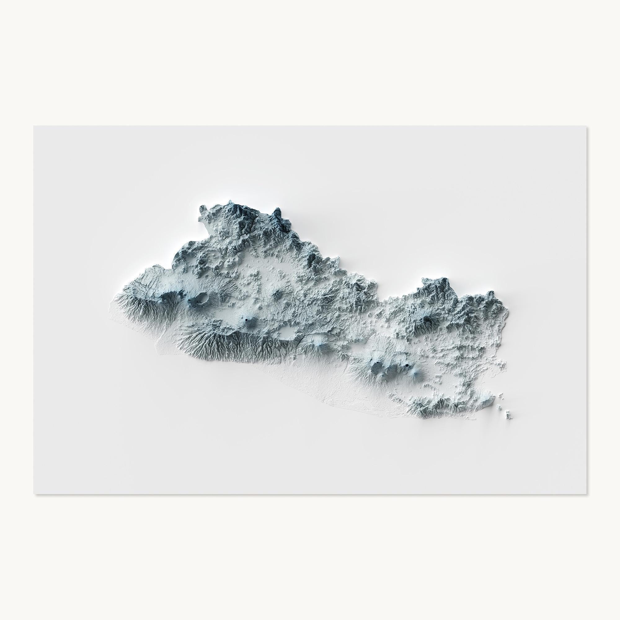 El Salvador Map | Topographic Shaded Relief Map (minimalist Style