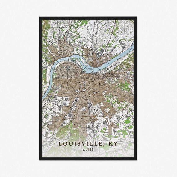 Louisville Map Historic Topographic Map 1955 Historic Etsy