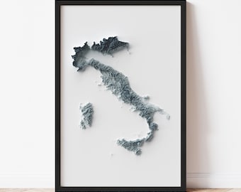 Italy Topographic Map: Minimalist Style Giclée Print