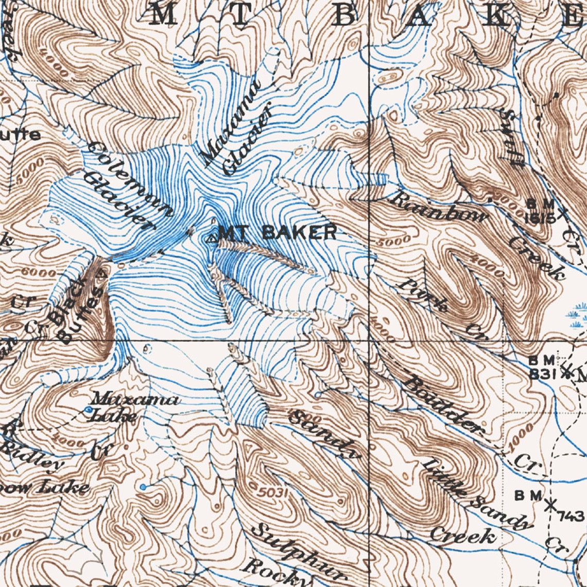 Mount Baker Map Historical Topographic Map 1915 Historic Etsy