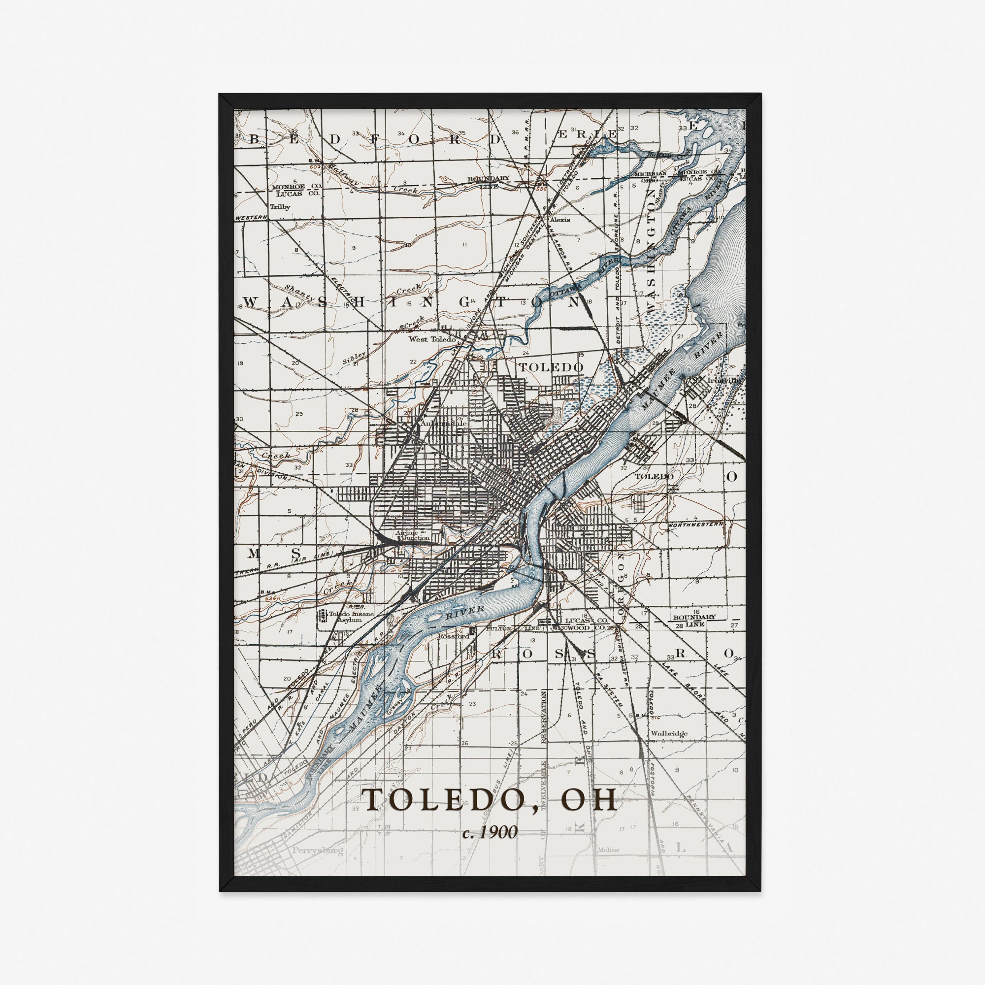Toledo Map Historic Topographic Map 1900 Historic Map Etsy