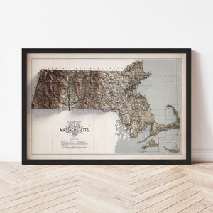 Massachusetts Topographic Map: 1891 Vintage Style Giclée Print