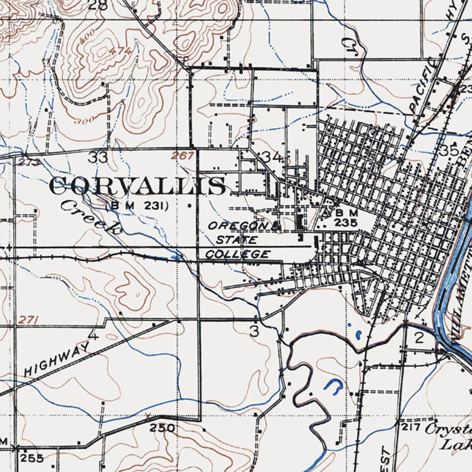 Corvallis Map Historic Topographic Map 1921 Historic Map - Etsy UK
