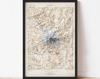 Mount Rainier Topographic Map: 1924 Vintage Style Giclée Print