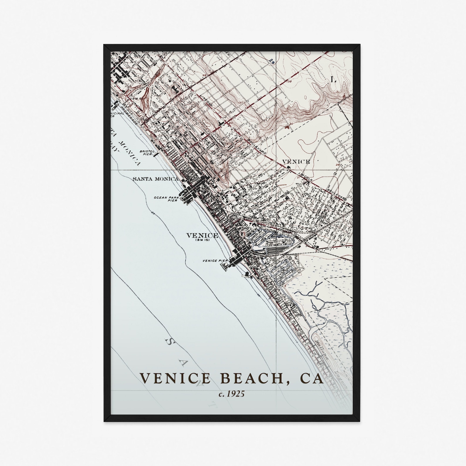 Venice Beach Map Historic Topographic Map 1925 Historic Etsy
