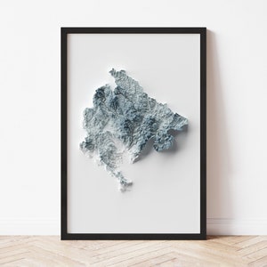 Montenegro Topographic Map: Minimalist Style Giclée Print