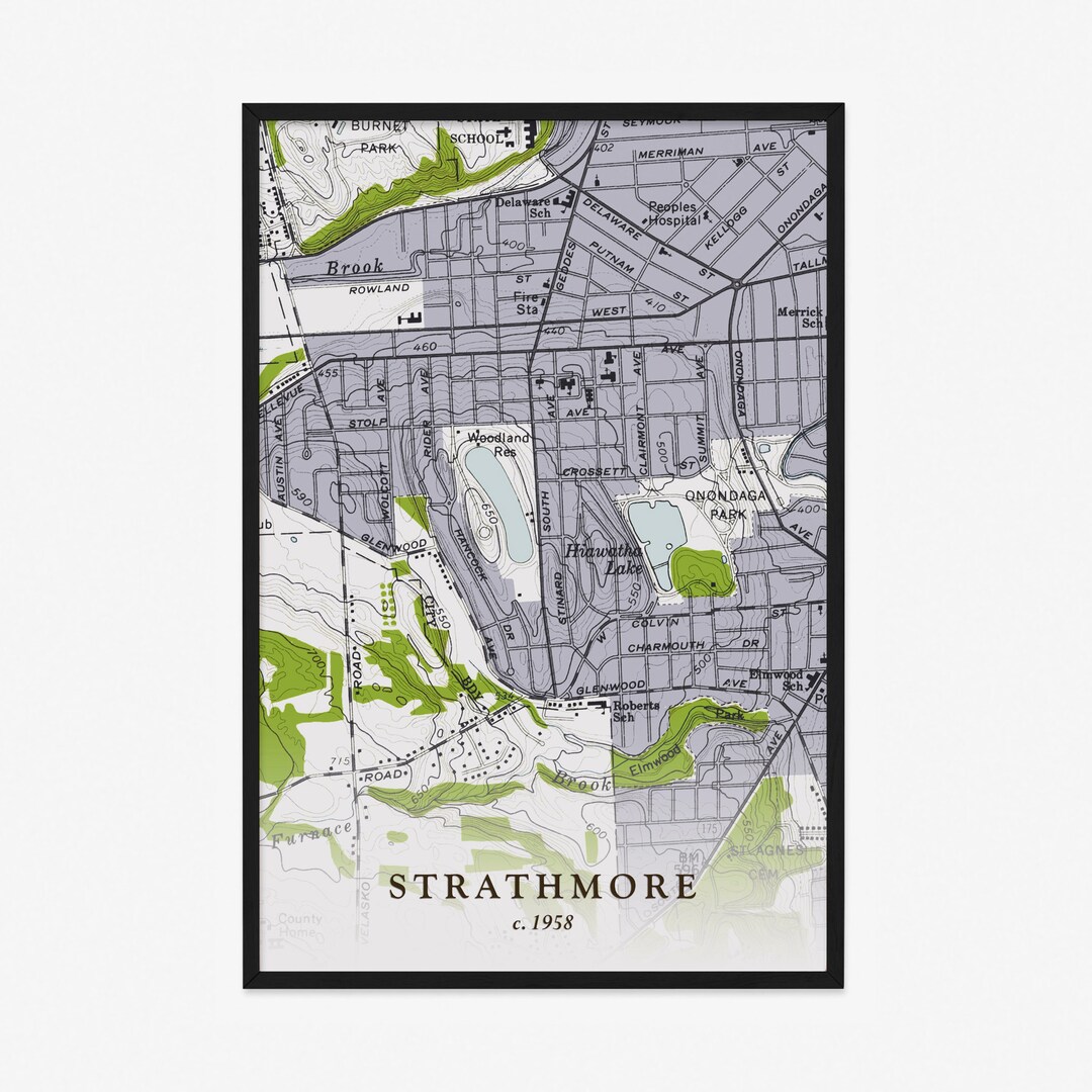 Strathmore Map 1958 Vintage Reproduction Giclée Poster Print Etsy
