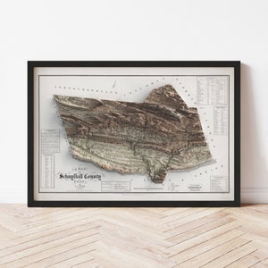 Schuylkill County Topographic Map: 1855 Vintage Style Giclée Print