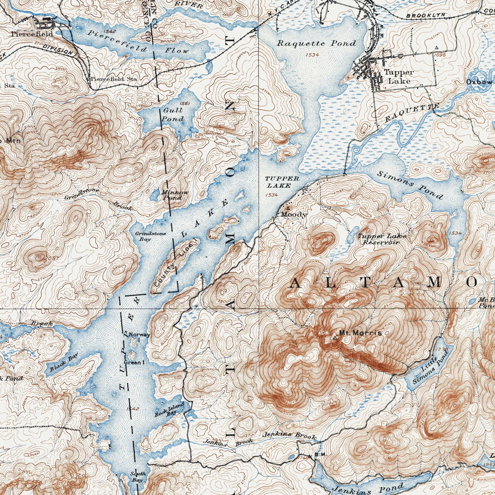 Tupper Lake Map Historical Topographic Map 1907 Historic Etsy UK