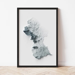 Guyana Topographic Map: Minimalist Style Giclée Print