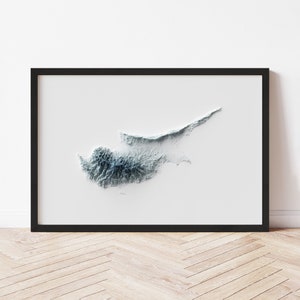 Cyprus Topographic Map: Minimalist Style Giclée Print