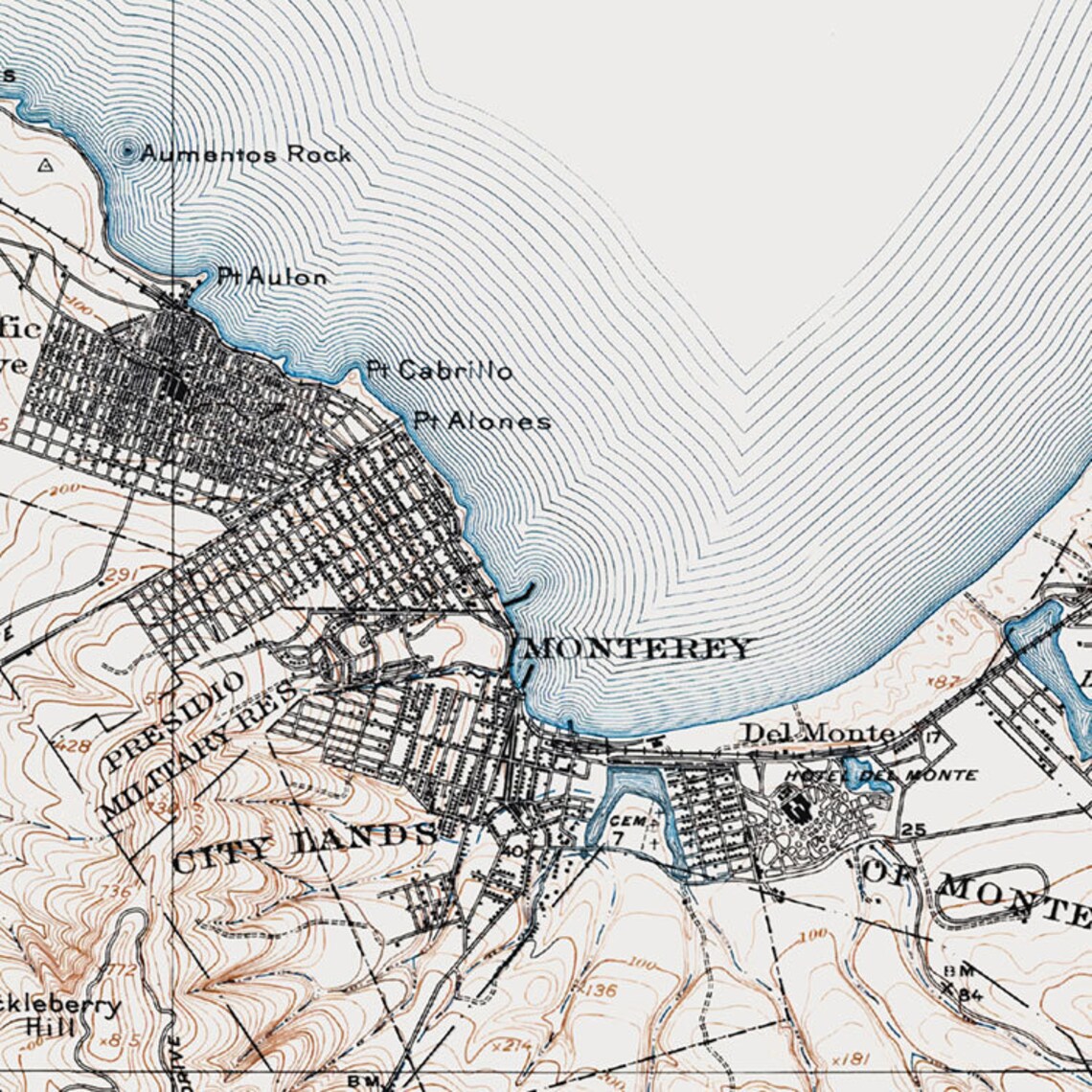 Monterey Map Historic Topographic Map 1913 Historic Map Etsy