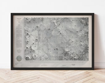 Moon Map Sea of Tranquility  (1962) - Elevation Map - Map Art - Topographic - Terrain - Relief - Geologic - 3D Effect (Flat Print) - Gift